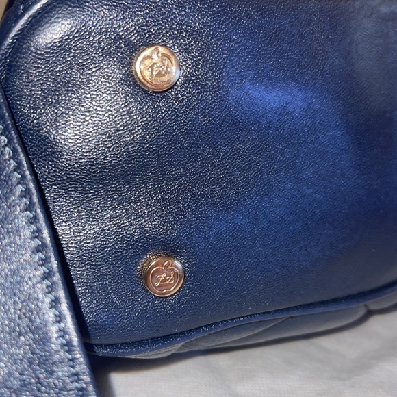 Authentic Z Spoke By Zac Posen double bow leather navy blue Bag - Picture 7 of 16